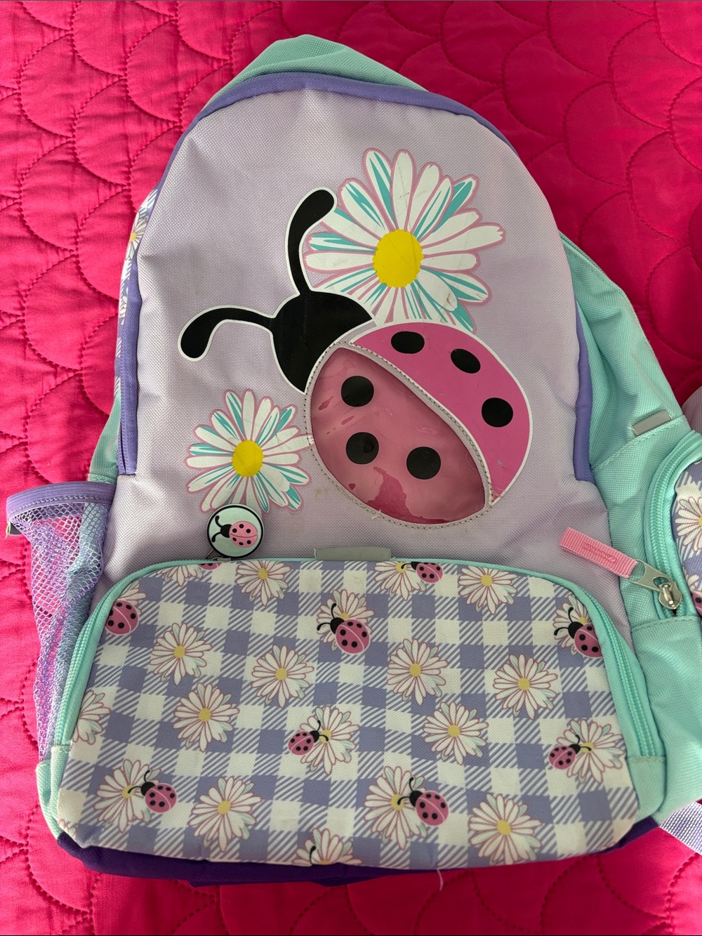 Kids Ladybug Daisy Backpack - Purple & Mint